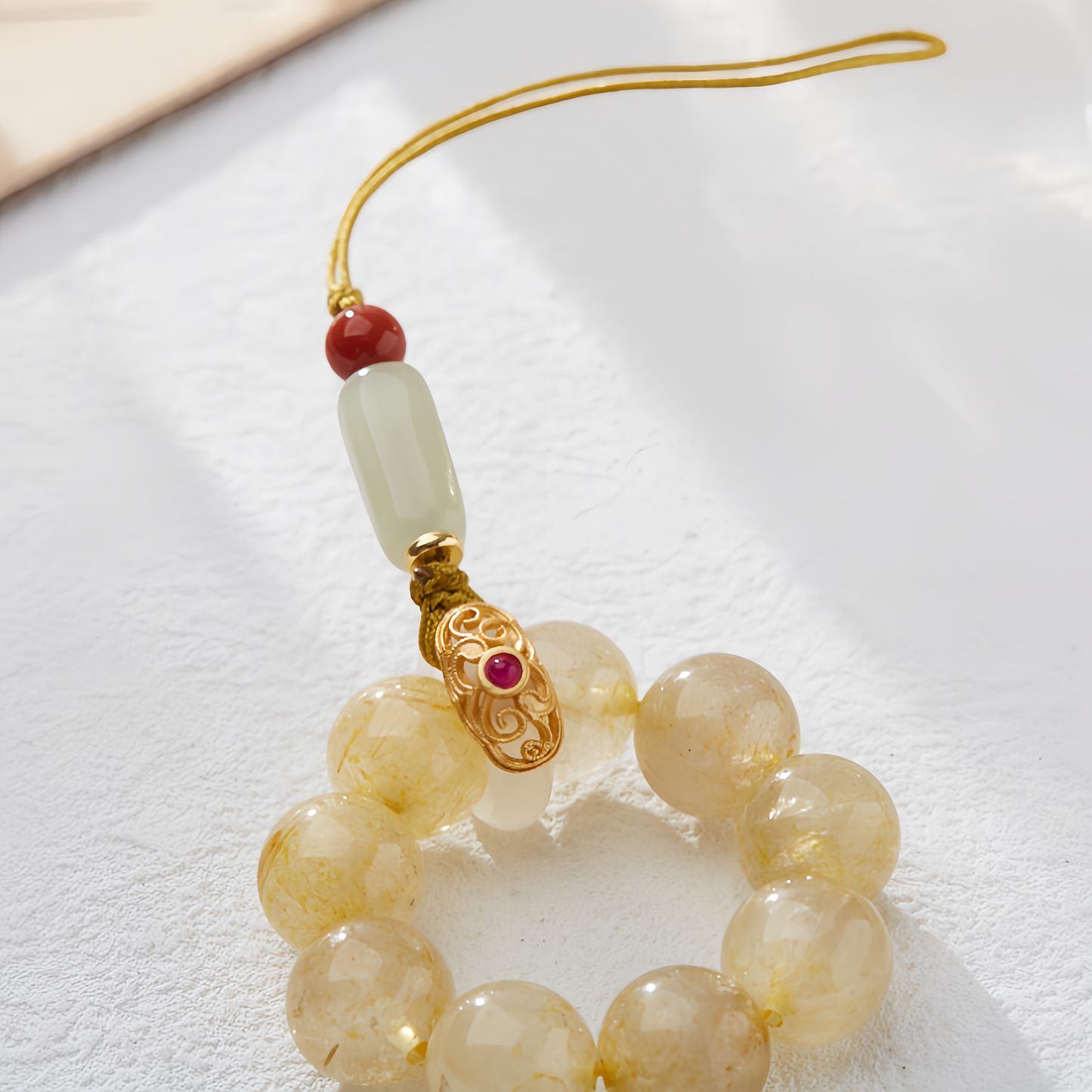 Golden Fortune · Rutilated Quartz Phone Chain 9006