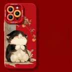 Lucky Tangerine Cat Silicone Phone Case - Compatible with iPhone 16 Series 8102