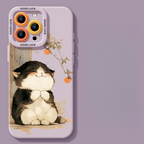 Lucky Tangerine Cat Silicone Phone Case - Compatible with iPhone 16 Series 8102