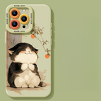 Lucky Tangerine Cat Silicone Phone Case - Compatible with iPhone 16 Series 8102
