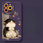 Lucky Tangerine Cat Silicone Phone Case - Compatible with iPhone 16 Series 8102