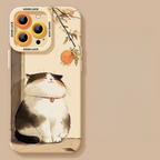 Lucky Tangerine Cat Silicone Phone Case - Compatible with iPhone 16 Series 8102