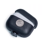 Finely Crafted Black Leather AirPods Case with Silver Star Accent 8207