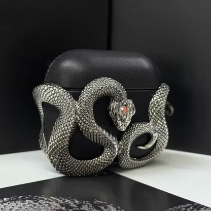 Night Serpent & Pale Serpent Leather Earbuds Case for AirPods 4 & AirPods Pro 3 - 8224