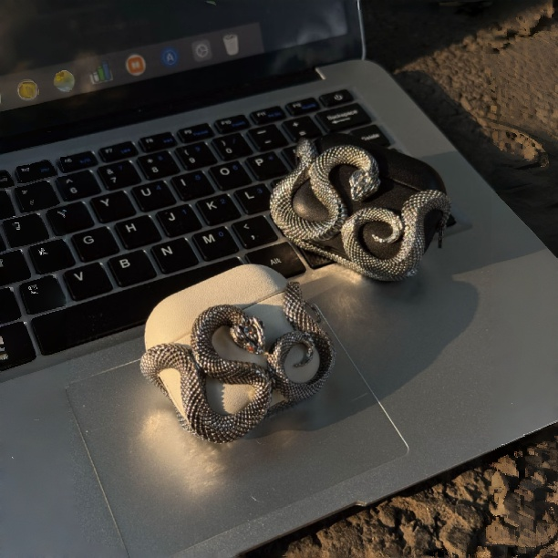 Night Serpent & Pale Serpent Leather Earbuds Case for AirPods 4 & AirPods Pro 3 - 8224