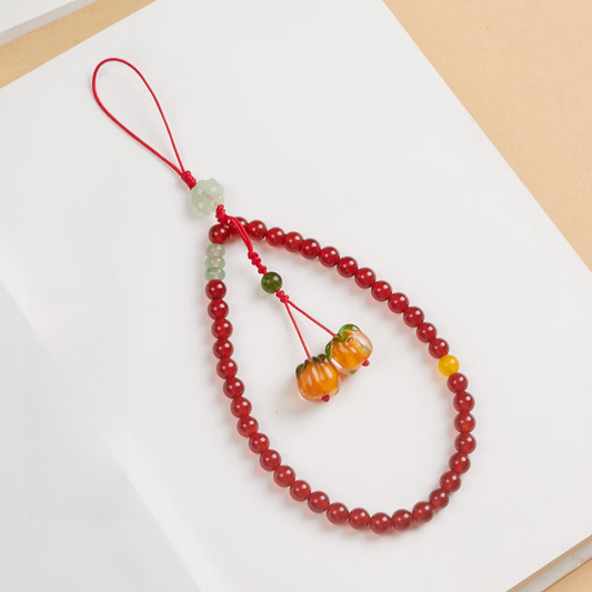 Double Blessing · Red Agate Phone Chain 9001