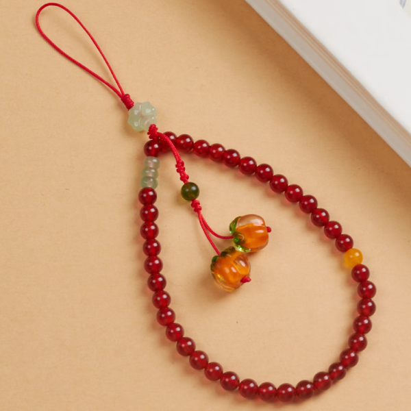 Double Blessing · Red Agate Phone Chain 9001