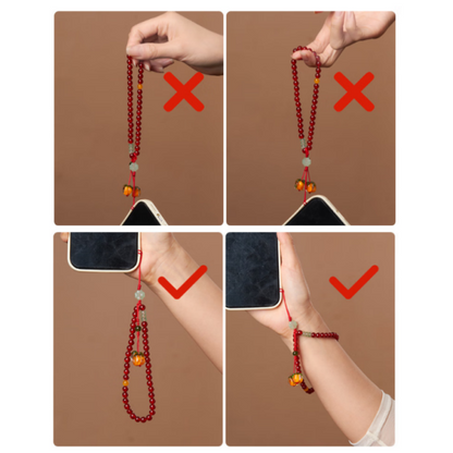 Double Blessing · Red Agate Phone Chain 9001