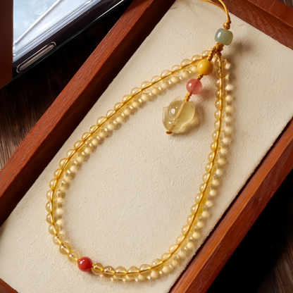 Golden Fortune Fox · Sunlit Citrine Phone Chain 9004