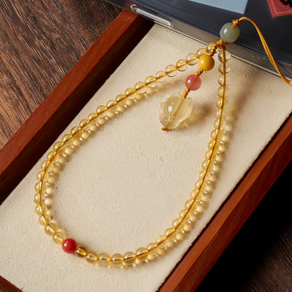 Golden Fortune Fox · Sunlit Citrine Phone Chain 9004