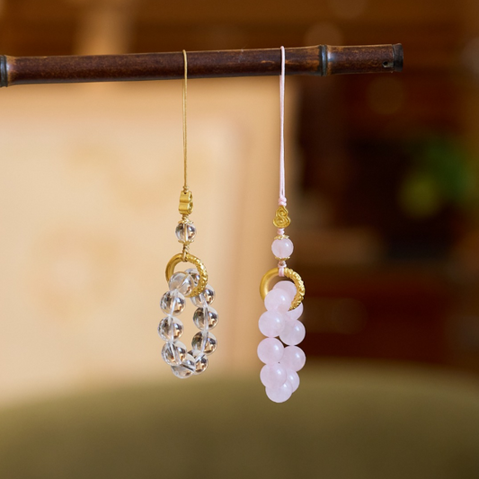 Rose Quartz & Clear Quartz · Lucky Blush Gourd Phone Chain 9002