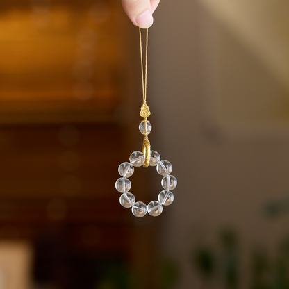 Rose Quartz & Clear Quartz · Lucky Blush Gourd Phone Chain 9002