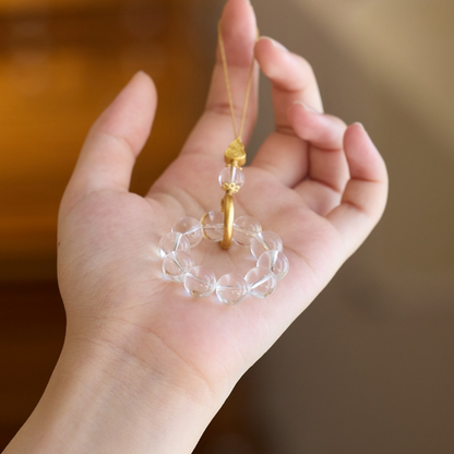 Rose Quartz & Clear Quartz · Lucky Blush Gourd Phone Chain 9002