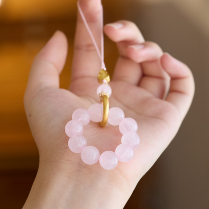 Rose Quartz & Clear Quartz · Lucky Blush Gourd Phone Chain 9002