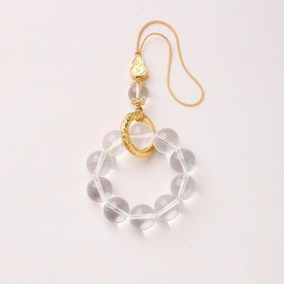 Rose Quartz & Clear Quartz · Lucky Blush Gourd Phone Chain 9002