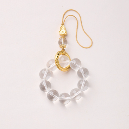 Rose Quartz & Clear Quartz · Lucky Blush Gourd Phone Chain 9002