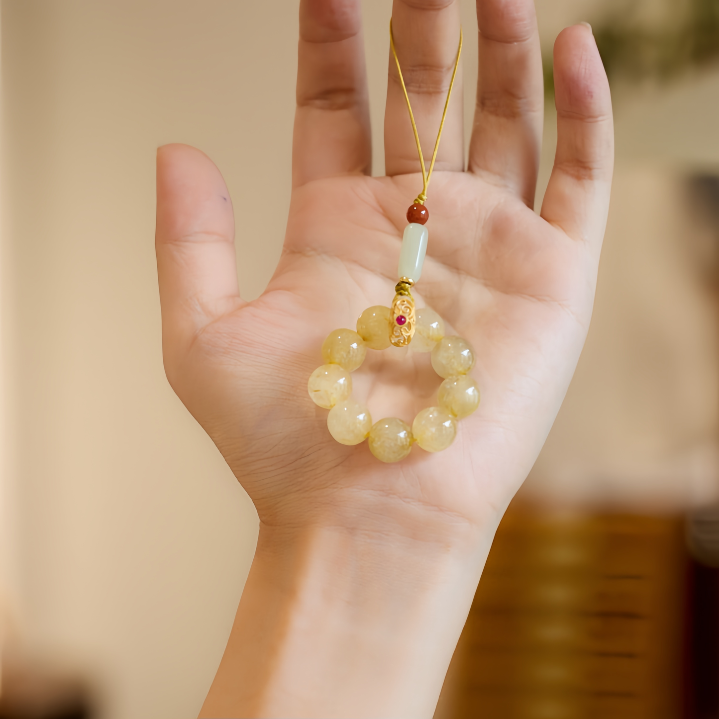 Golden Fortune · Rutilated Quartz Phone Chain 9006