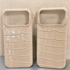 Finely Crafted Leather Crocodile-Embossed Beige Phone Case  - Compatible with iPhone 17 Series 8309