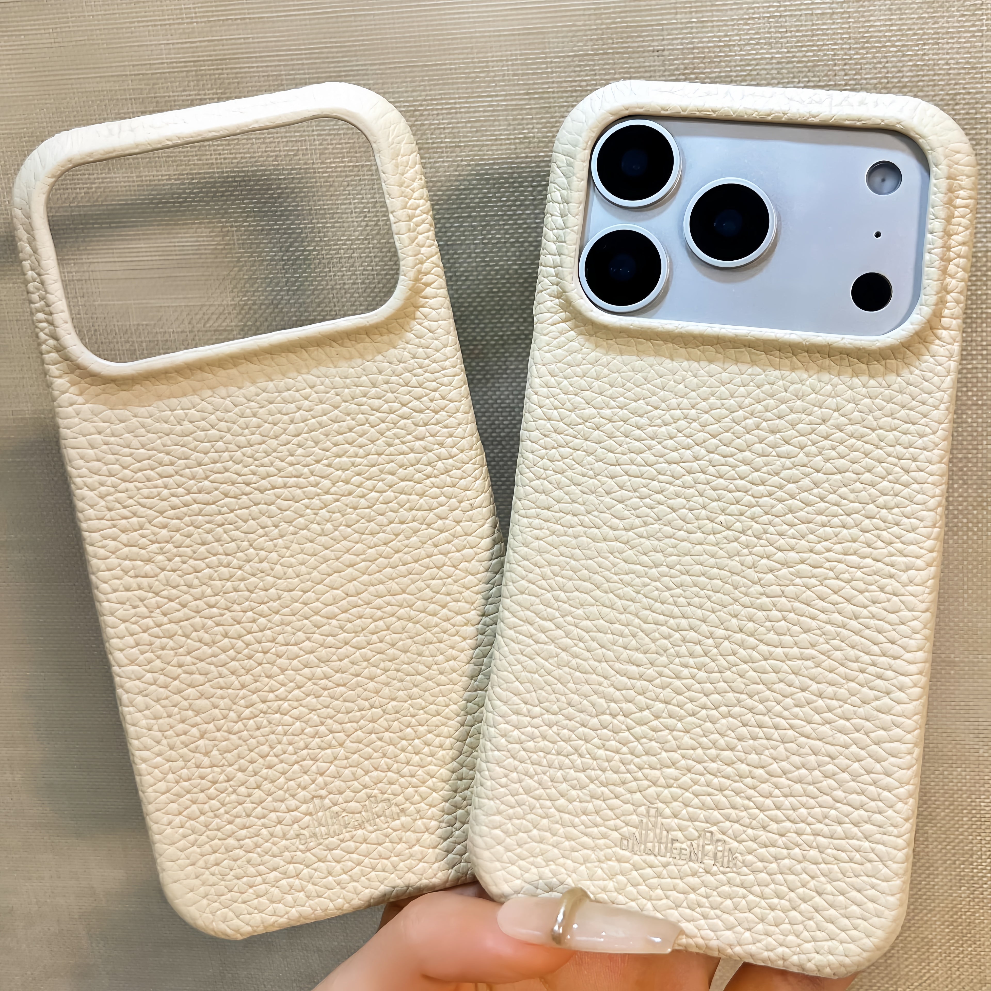 Finely Crafted Cream White Leather Phone Case - Compatible with iPhone 17 Series 8310