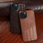 Hand-crafted genuine leather crocodile-embossed phone case for iPhone 17 series – Tree New Bee Accessories