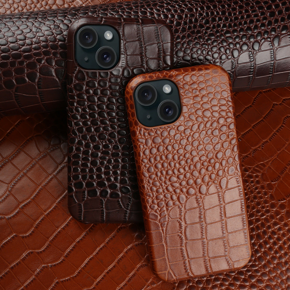 Hand-crafted genuine leather crocodile-embossed phone case for iPhone 17 series – Tree New Bee Accessories