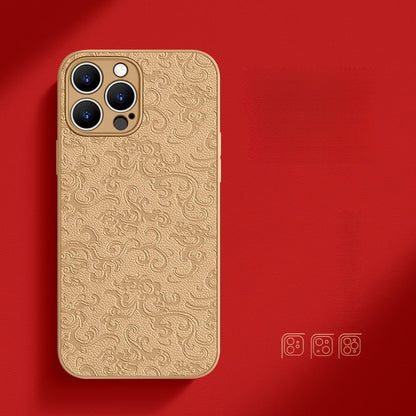 Traditional Chinese-Inspired Faux Leather Phone Case – Compatible with iPhone 15 Series 8106