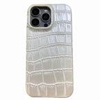 Finely Crafted Leather Crocodile-Embossed Cream White Phone Case - Compatible with iPhone 17 Series 8306
