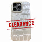 Finely Crafted Leather Crocodile-Embossed Cream White Phone Case - Compatible with iPhone 15 Series 8308