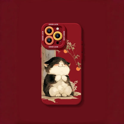 Lucky Tangerine Cat Silicone Phone Case - Compatible with iPhone 17 Series 8101