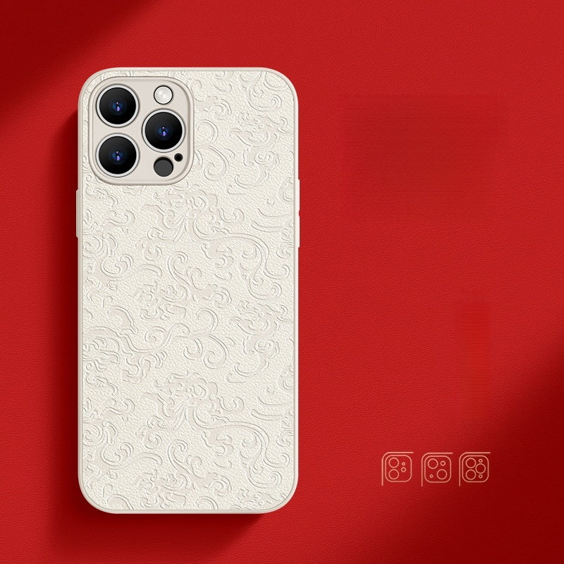 Traditional Chinese-Inspired Faux Leather Phone Case – Compatible with iPhone 15 Series