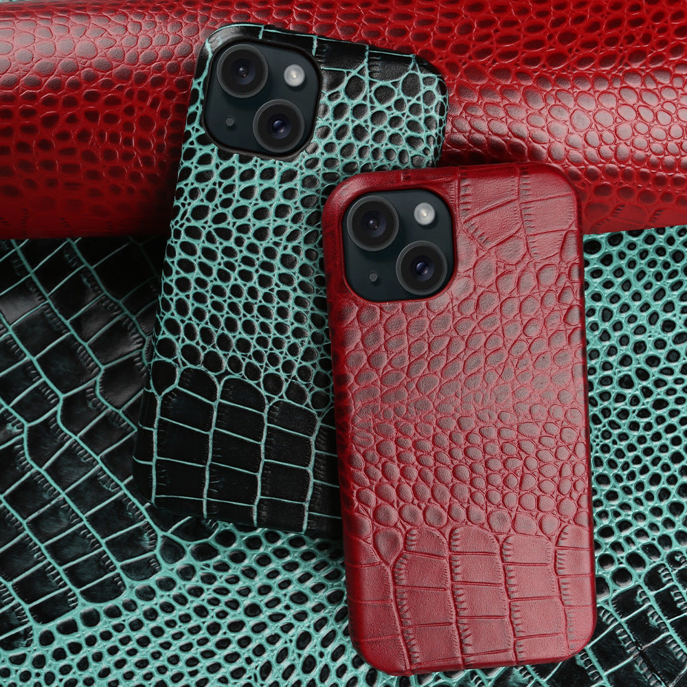 Hand-crafted genuine leather crocodile-embossed phone case for iPhone 15 Series – Tree New Bee Accessories