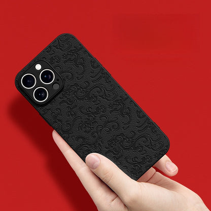 Traditional Chinese-Inspired Faux Leather Phone Case – Compatible with iPhone 15 Series 8106