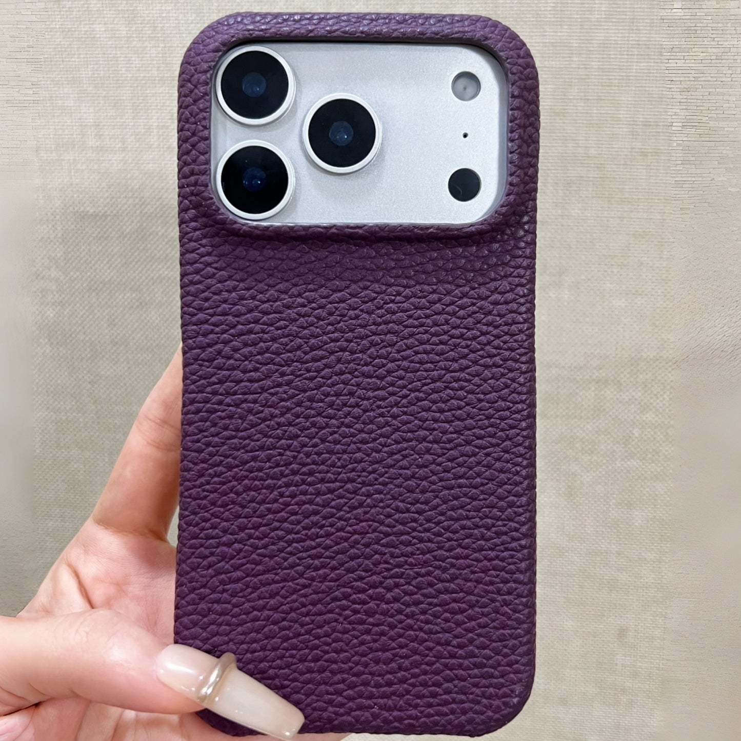 Mulberry Purple Genuine Leather Phone Case・Compatible with iPhone 16 Series・8304