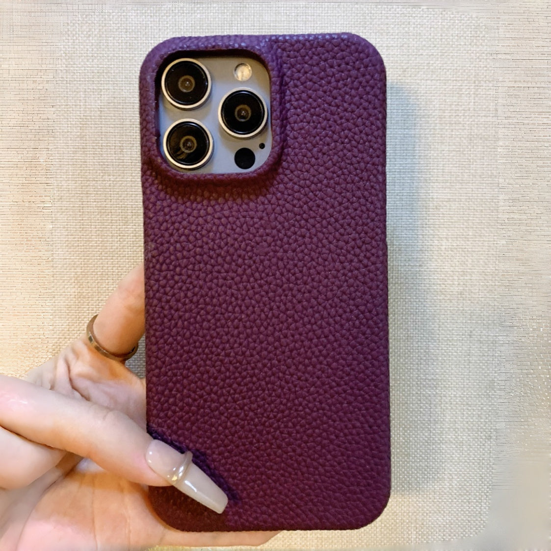 Finely Crafted Mulberry Purple Leather Phone Case  - Compatible with iPhone 15 Series 8305