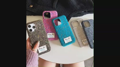 Fluffy Knit Fabric Phone Case・Compatible with iPhone 16 Series・8123
