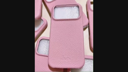 Hydrangea Pink Pebbled Genuine Leather Phone Case・Compatible with iPhone 17 Series・8311